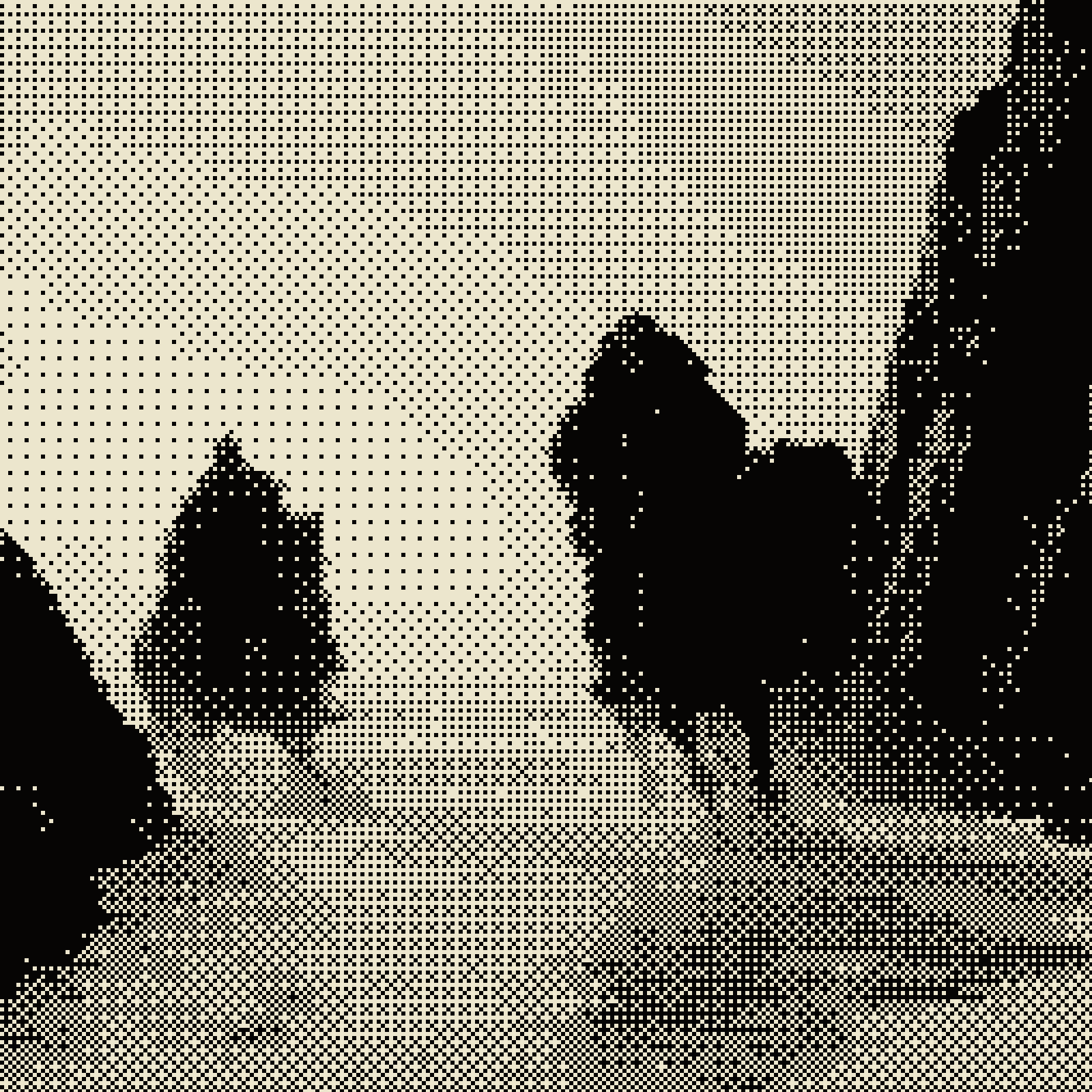Two silhouetted figures beneath a pale sky